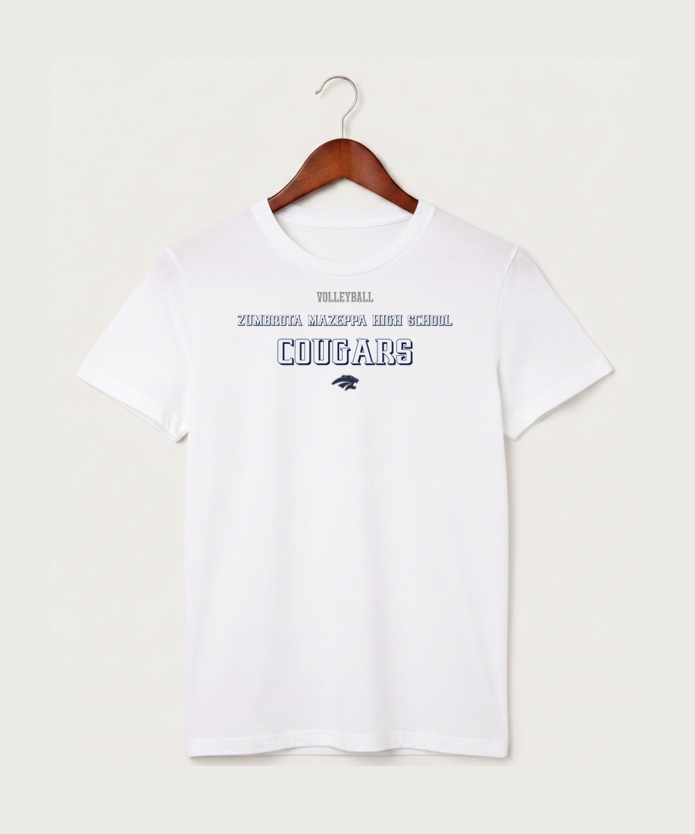 Zumbrota Mazeppa High School Volleyball (Girls) - White T-Shirt - Full Front