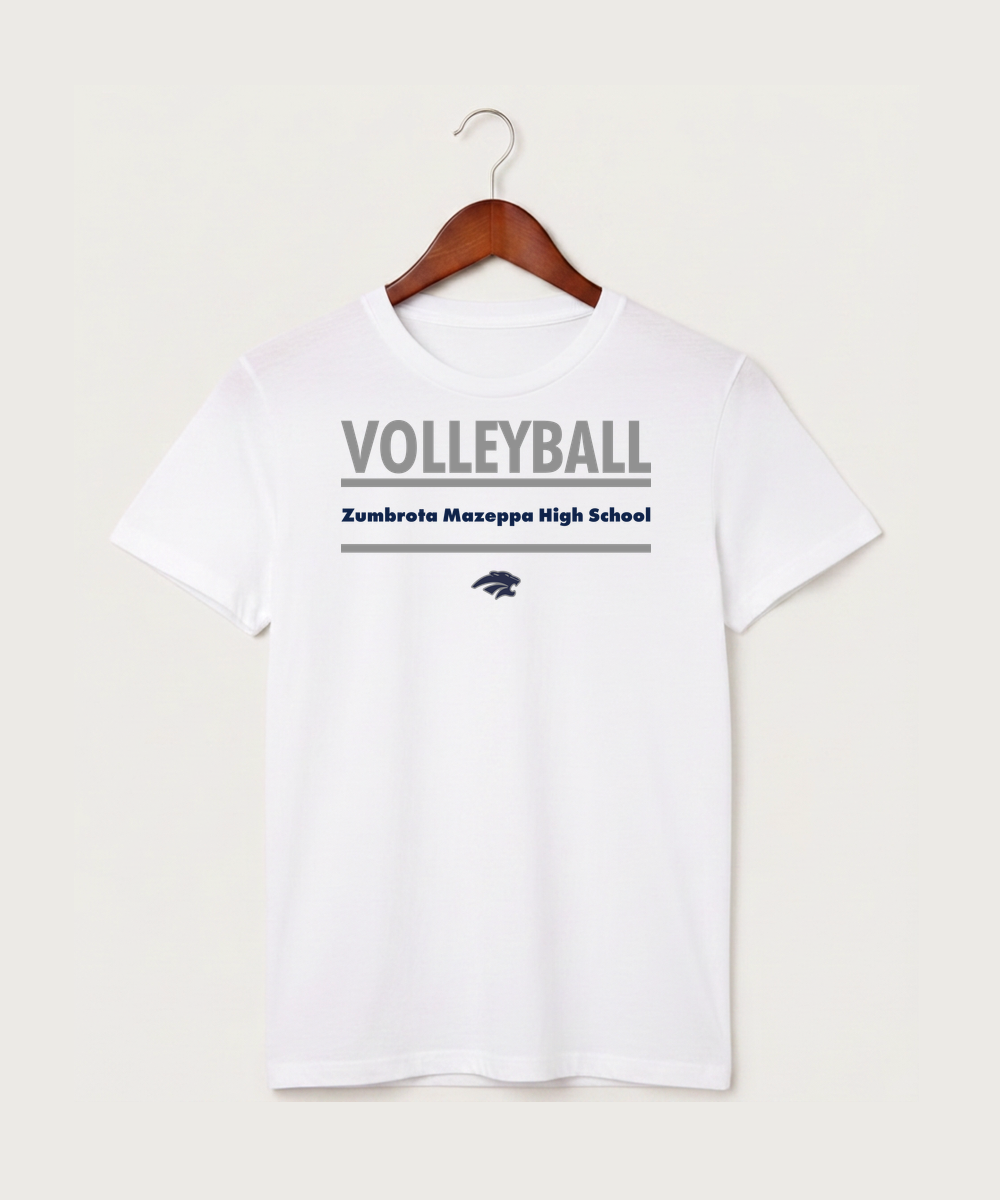 Zumbrota Mazeppa High School Volleyball (Girls) - White T-Shirt - Full Front