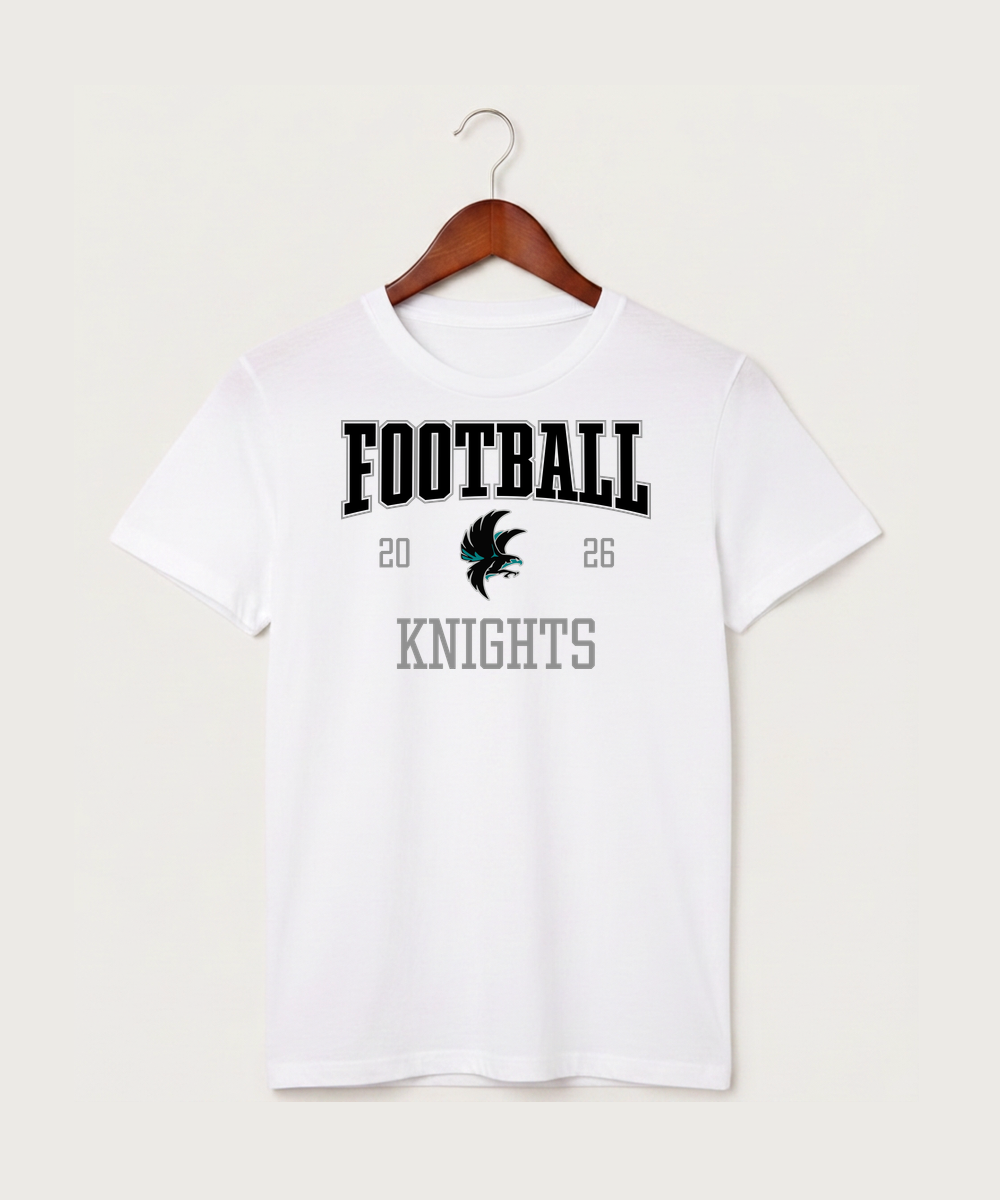 Alden-Conger-Glenville Emmons High School Football (Boys) - White T-Shirt - Full Front