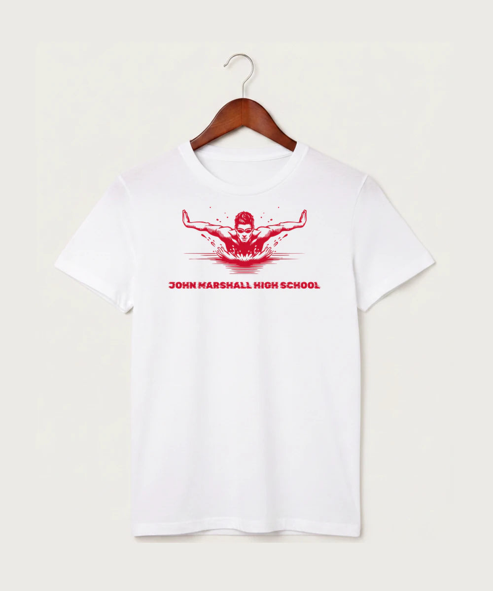 John Marshall High School Swim Dive Girls - White T-Shirt - Full Front