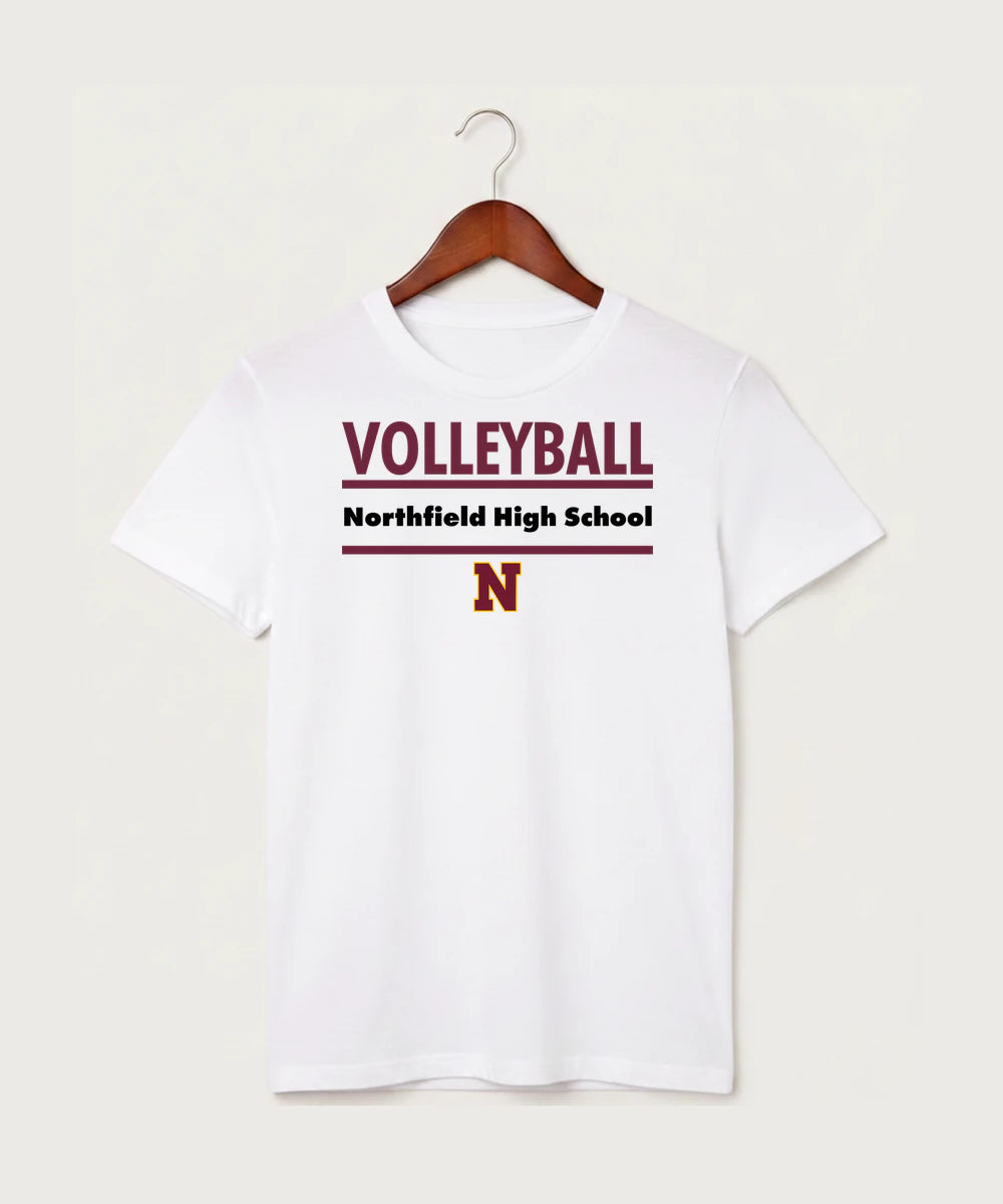 Northfield High School Volleyball (Girls) - White T-Shirt - Full Front