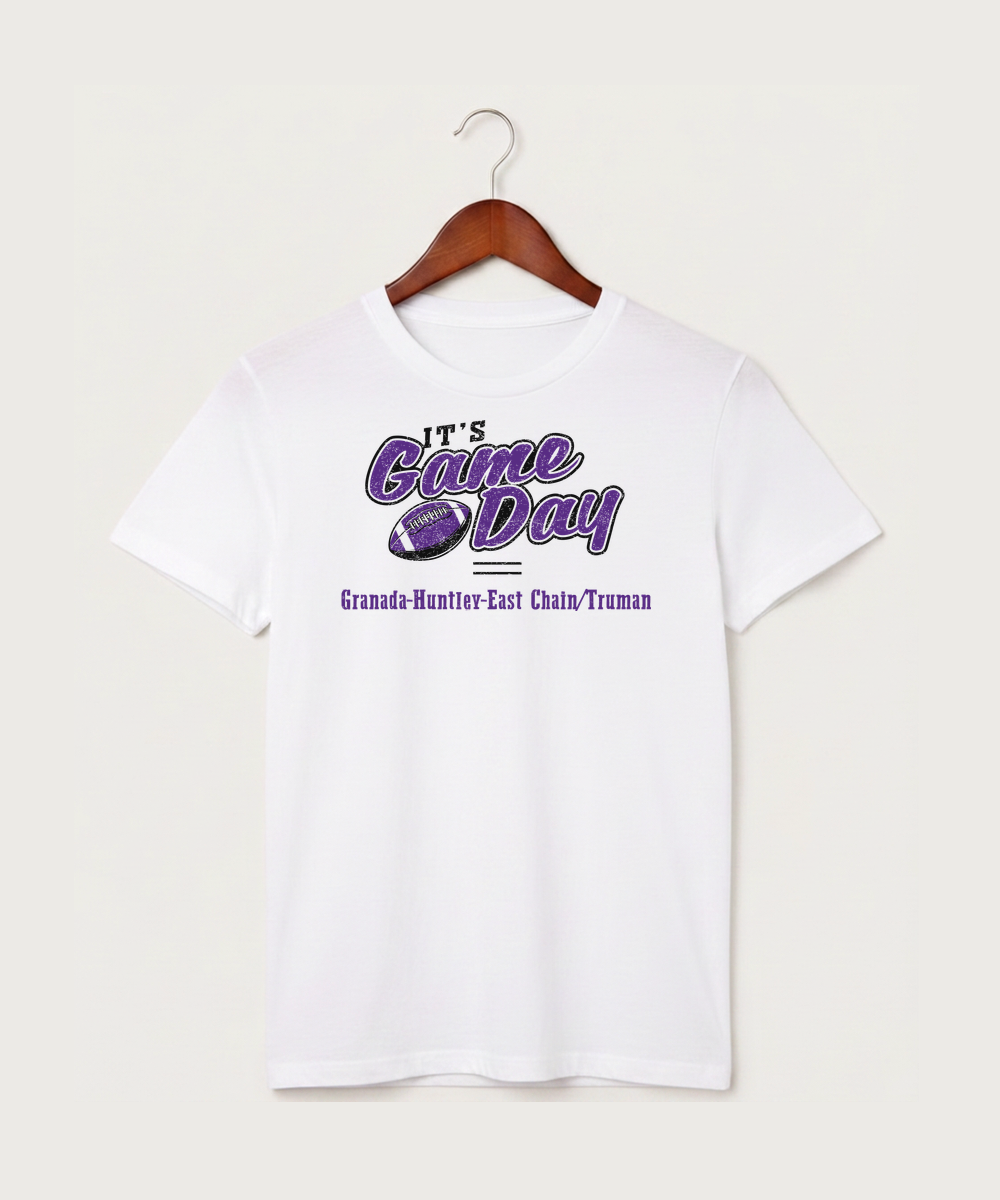 Granada-Huntley-East Chain/Truman Football (Boys) - White T-Shirt - Full Front