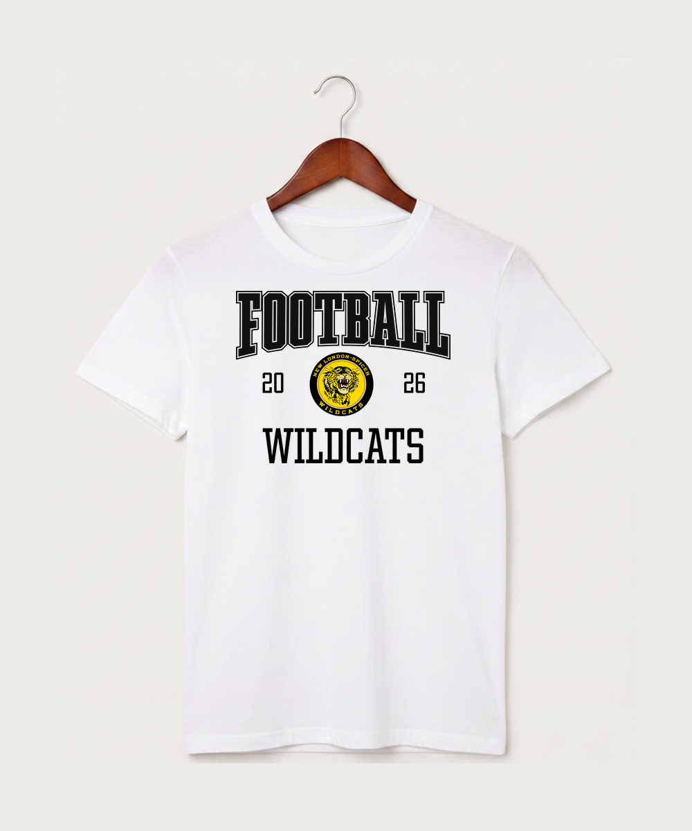 New London Spicer High School Football (Boys) - White T-Shirt - Full Front