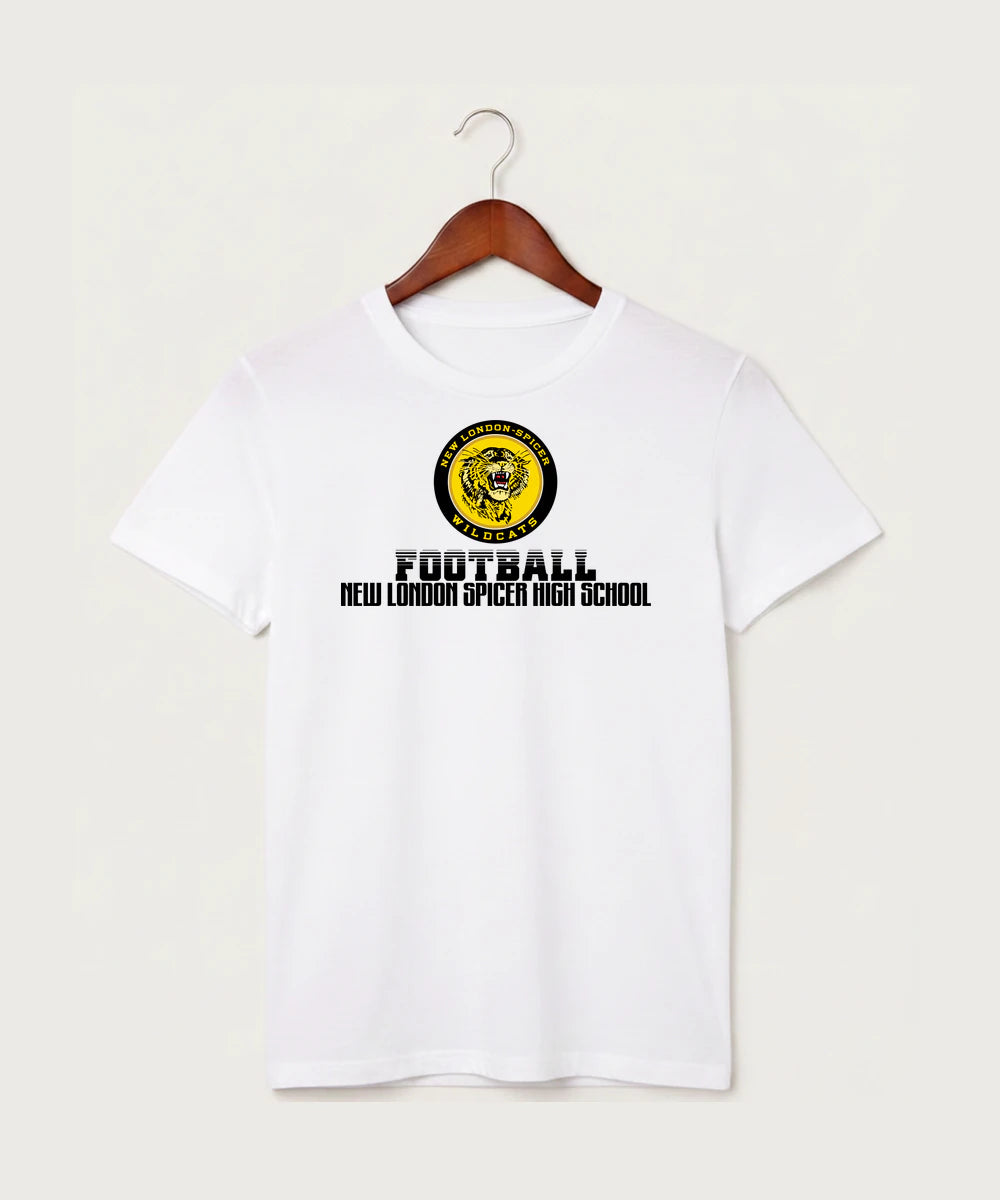 New London Spicer High School Football (Boys) - White T-Shirt - Full Front