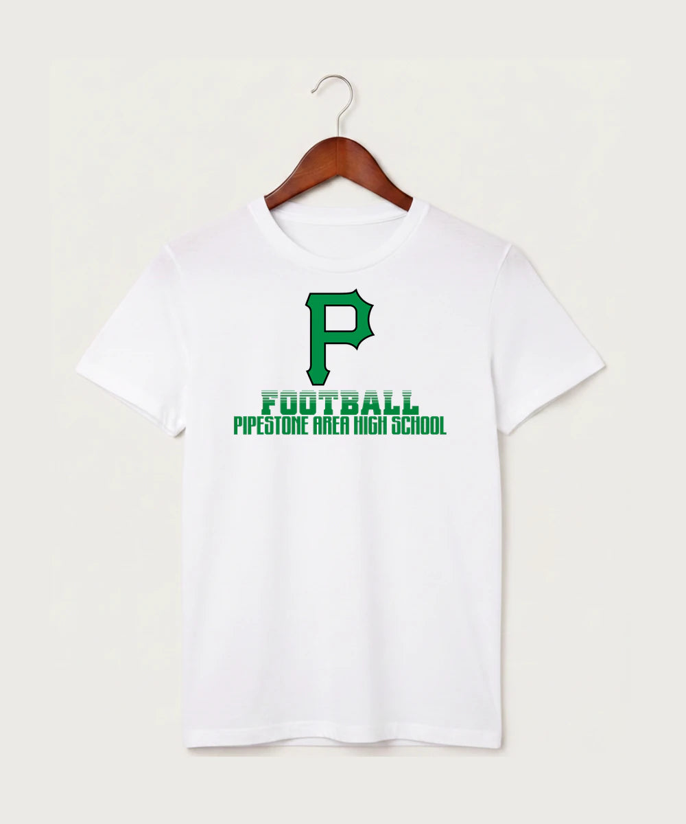 Pipestone Area High School Football (Boys) - White T-Shirt - Full Front