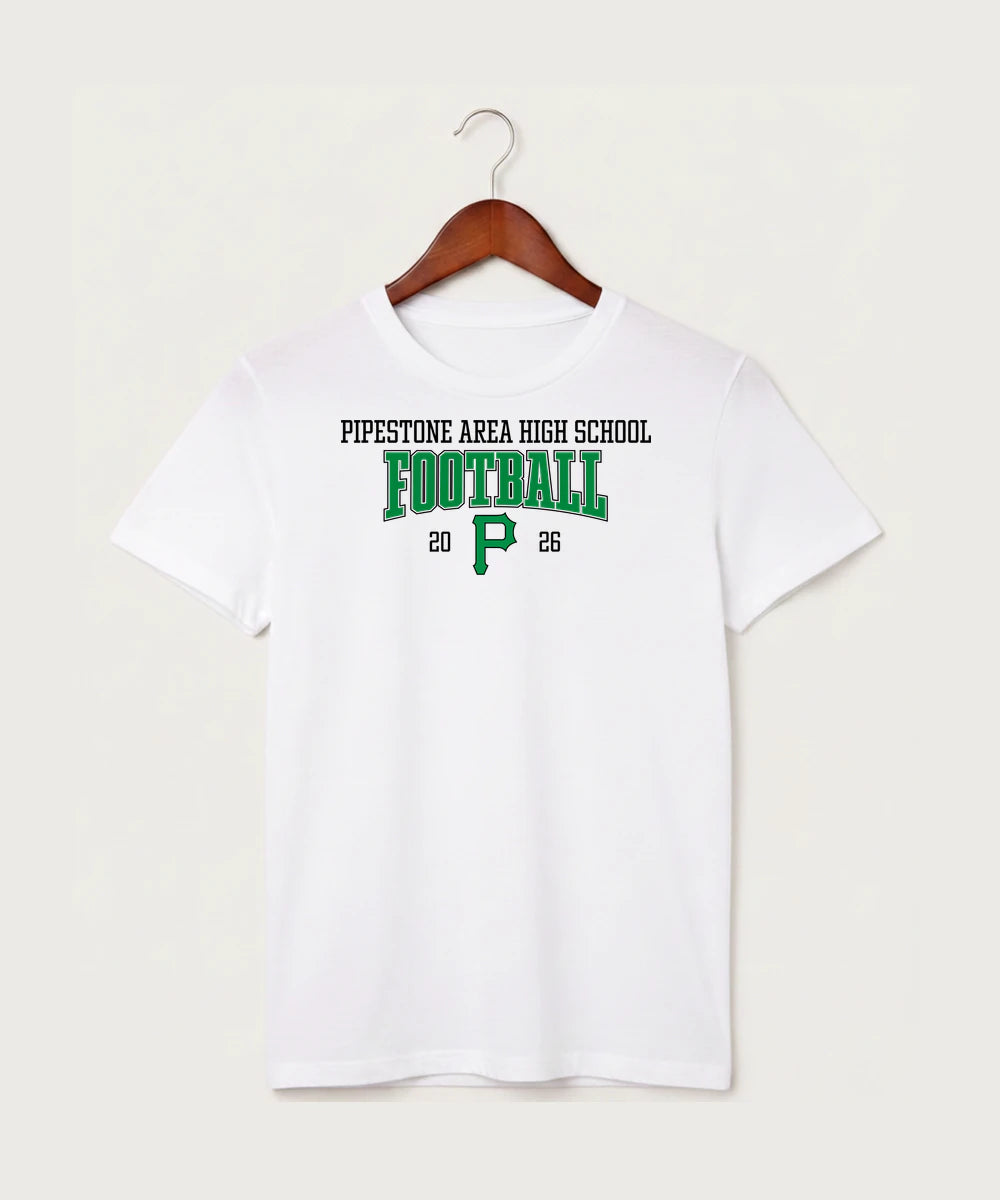 Pipestone Area High School Football (Boys) - White T-Shirt - Full Front