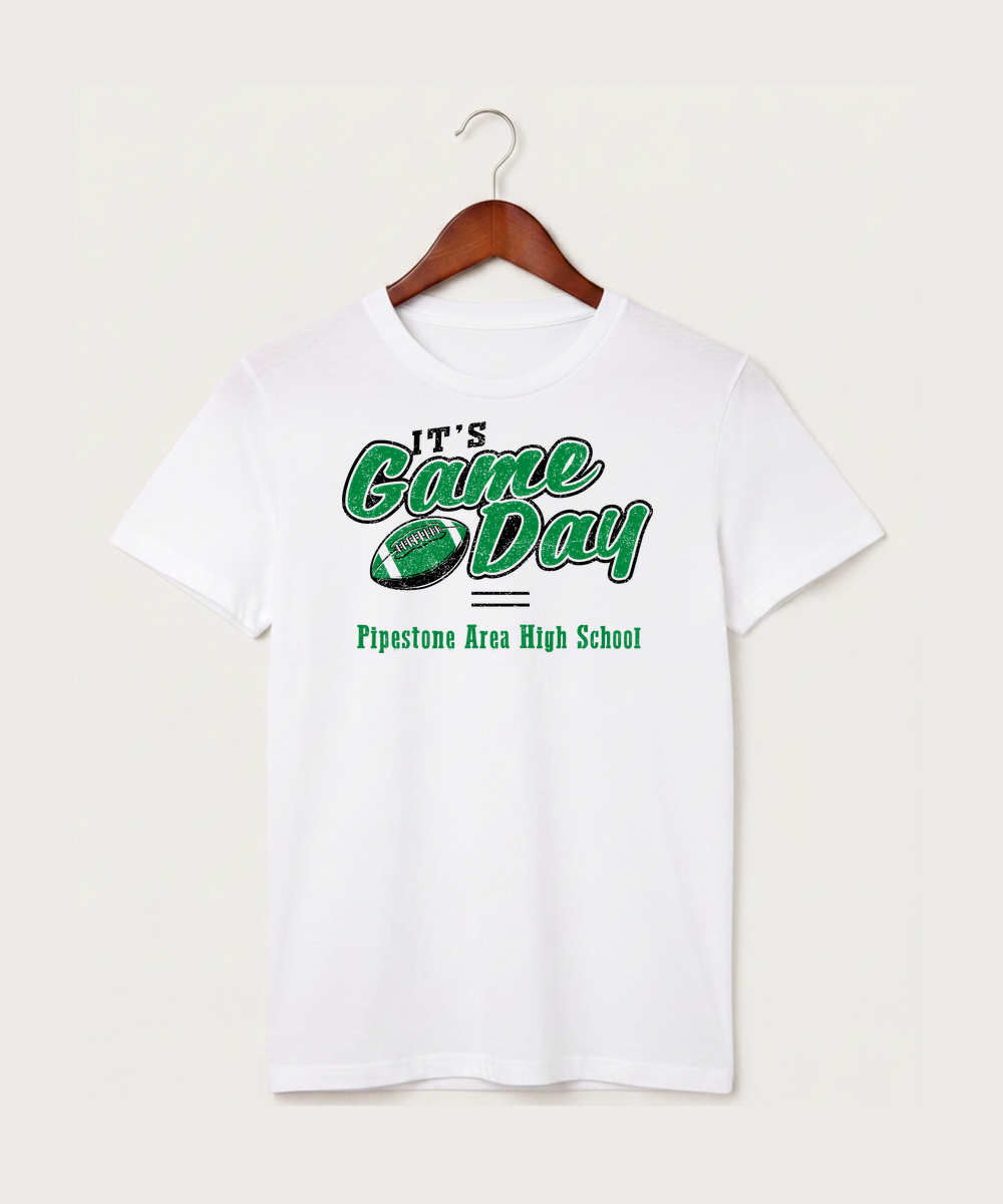 Pipestone Area High School Football (Boys) - White T-Shirt - Full Front