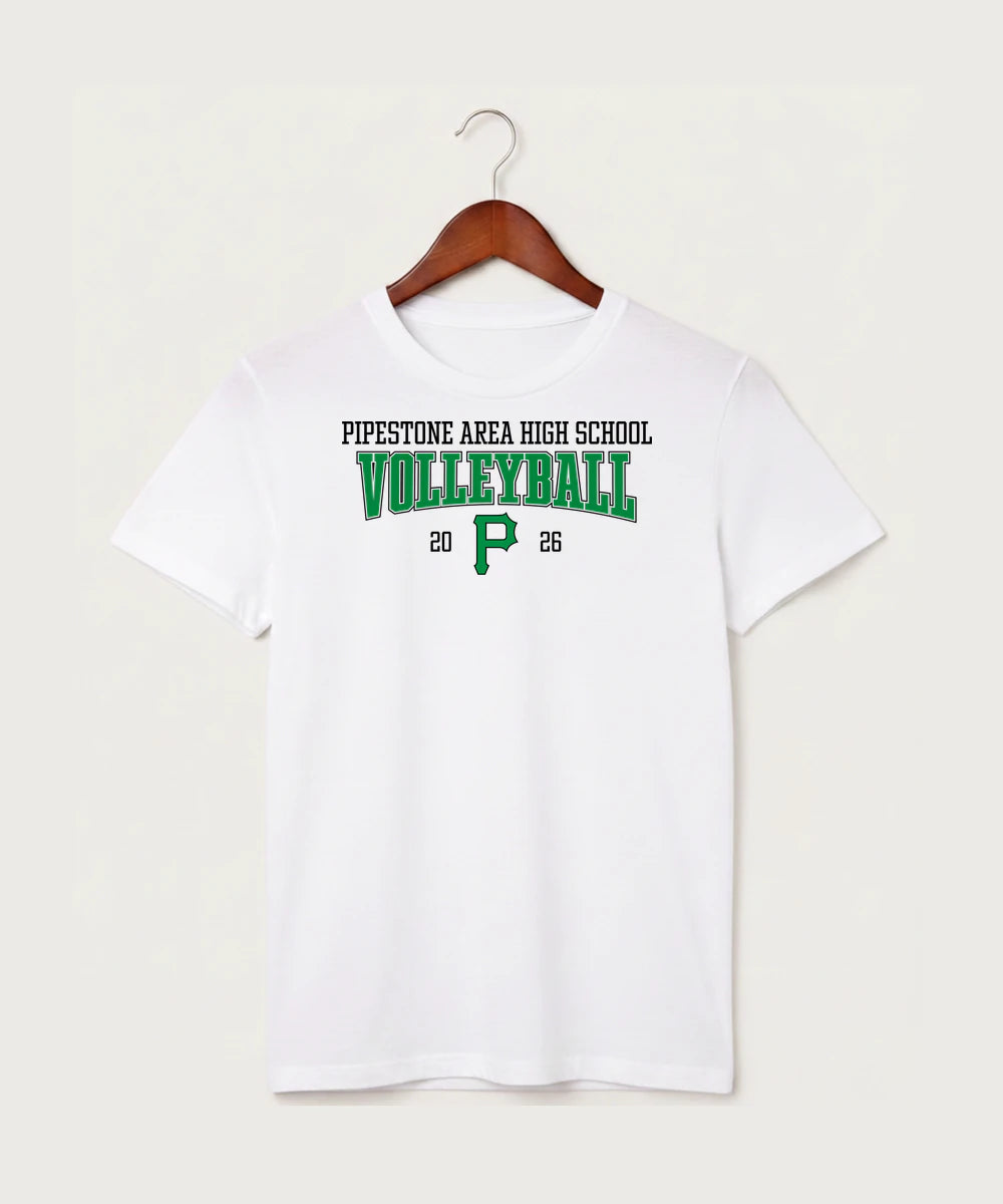 Pipestone Area High School Volleyball (Girls) - White T-Shirt - Full Front