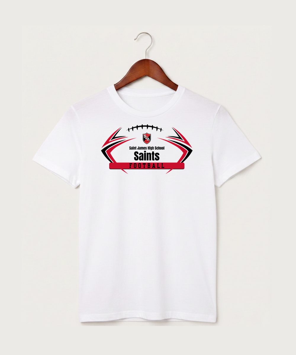 Saint James High School Football (Boys) - White T-Shirt - Full Front