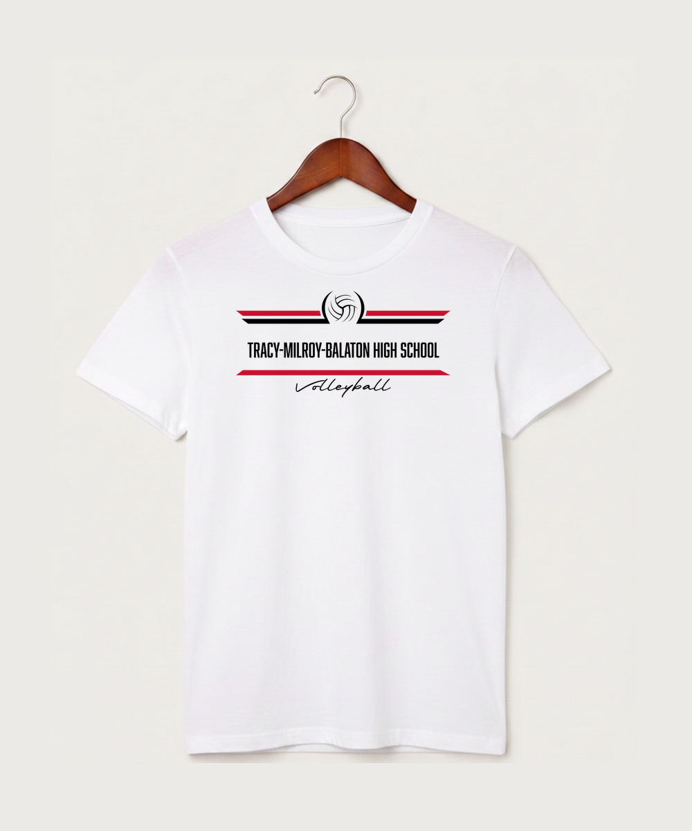 Tracy-Milroy-Balaton High School Volleyball (Girls) - White T-Shirt - Full Front
