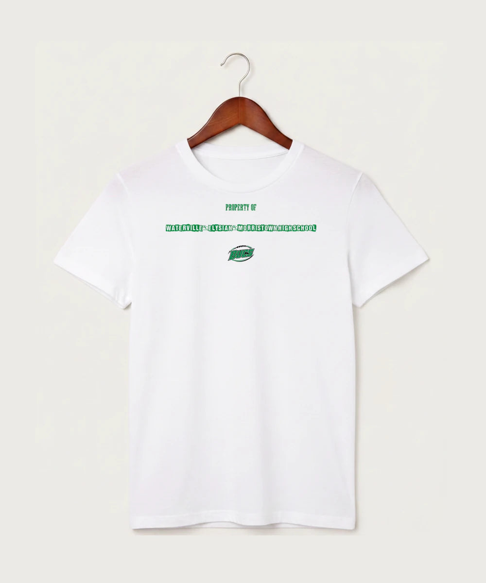 Waterville-Elysian-Morristown High School Football (Boys) - White T-Shirt - Full Front