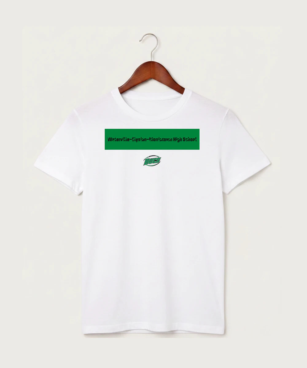 Waterville-Elysian-Morristown High School Football (Boys) - White T-Shirt - Full Front