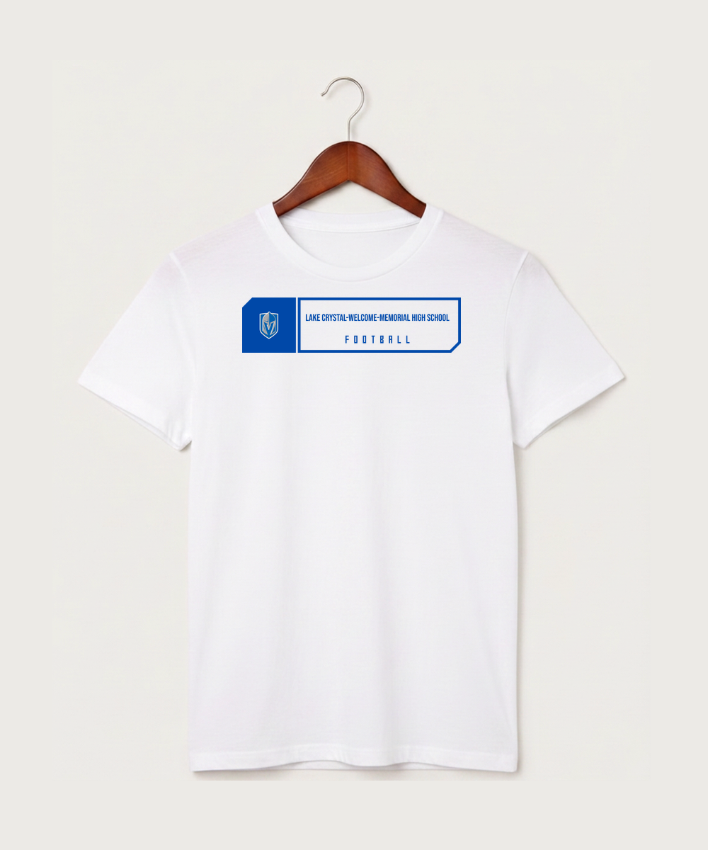 Lake Crystal-Welcome-Memorial High School Football (Boys) - White T-Shirt - Full Front