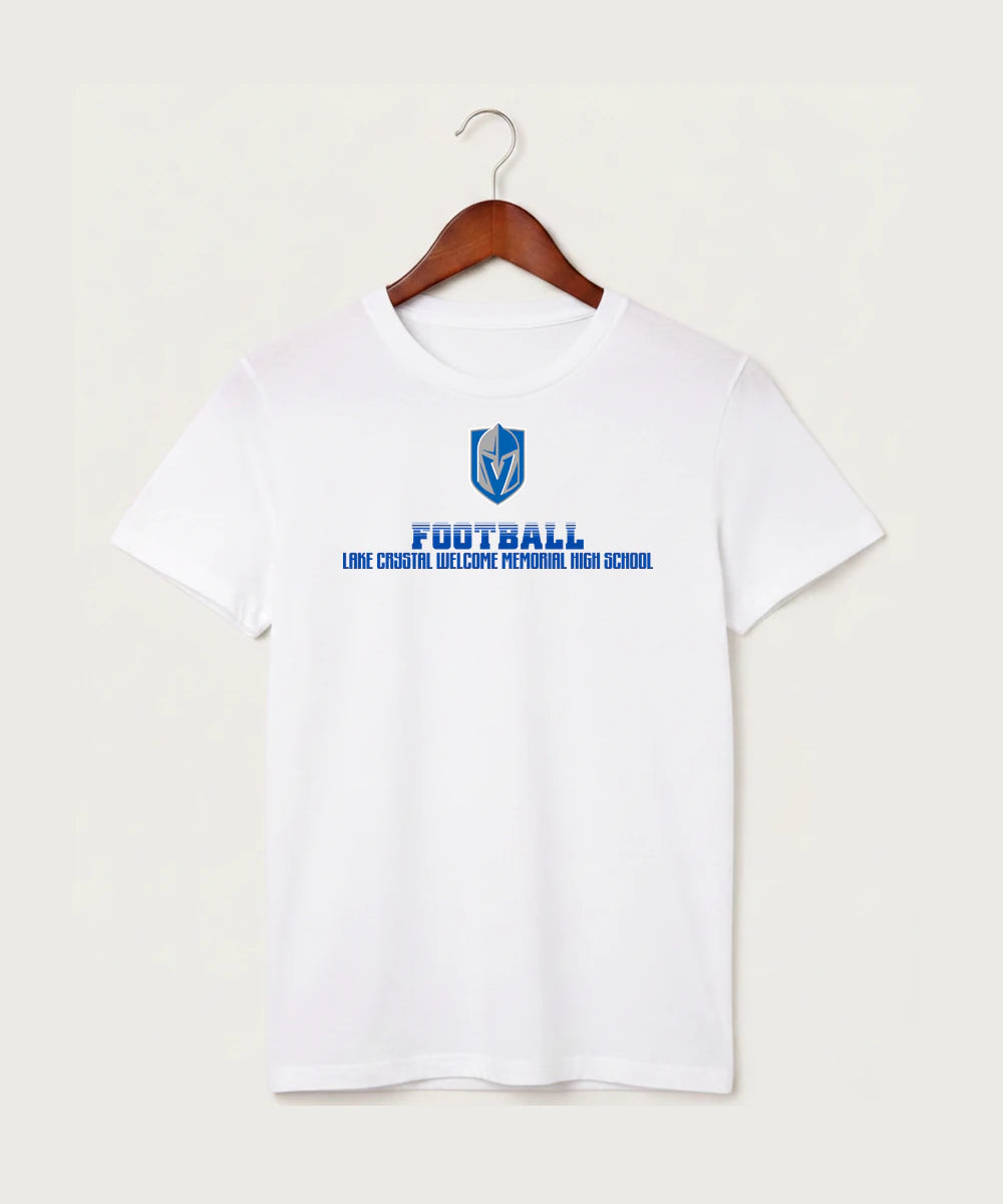 Lake Crystal-Welcome-Memorial High School Football (Boys) - White T-Shirt - Full Front