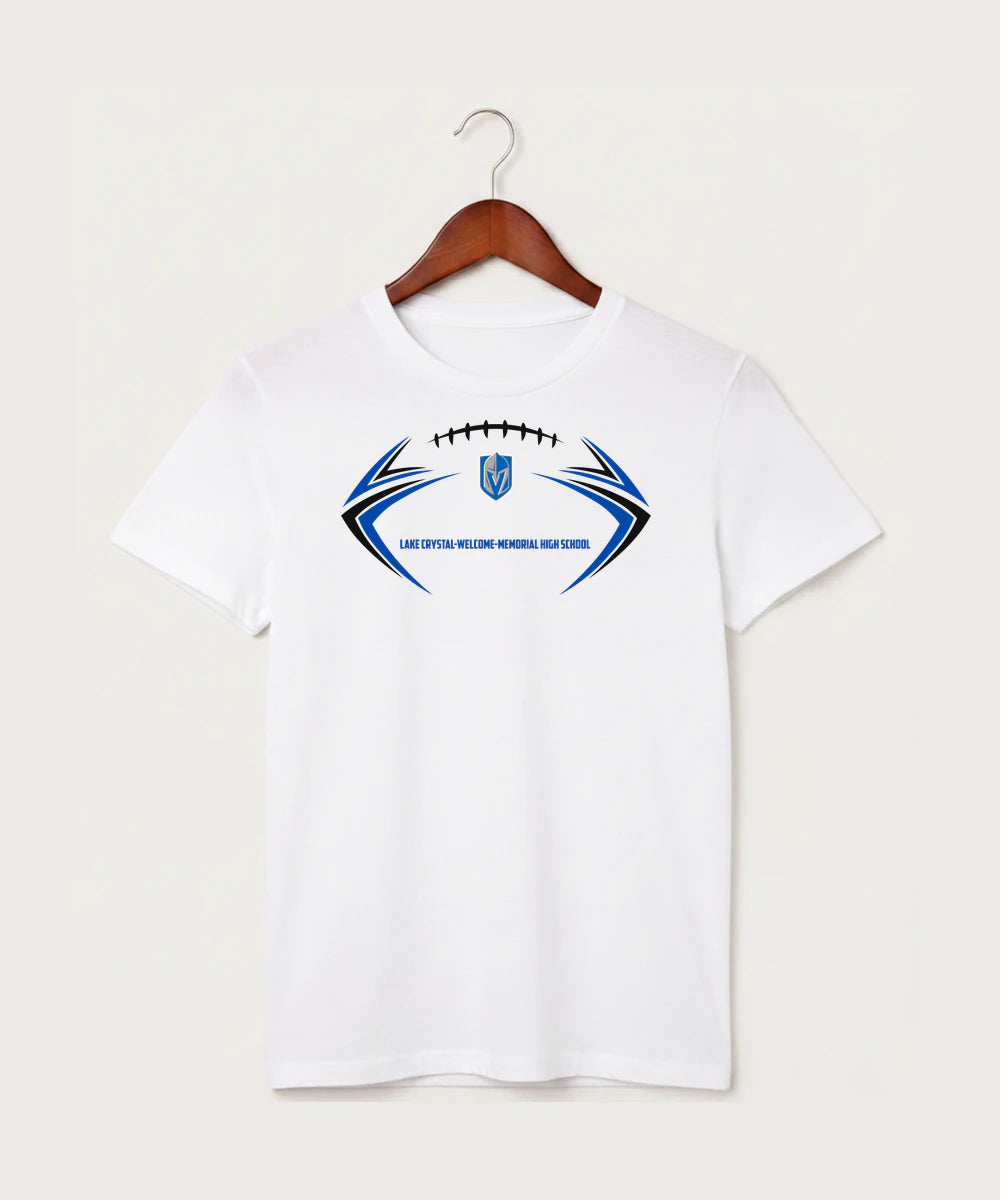 Lake Crystal-Welcome-Memorial High School Football (Boys) - White T-Shirt - Full Front