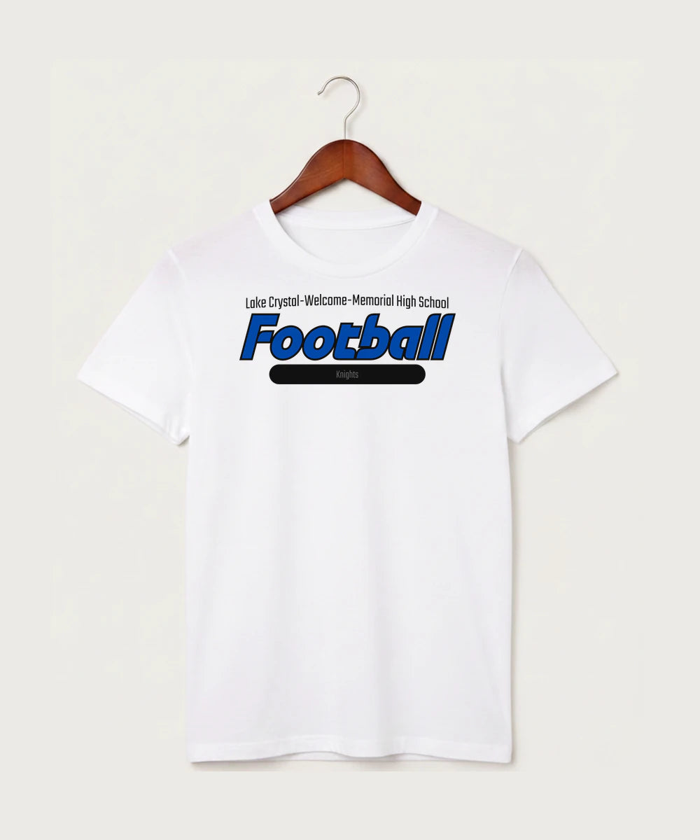 Lake Crystal-Welcome-Memorial High School Football (Boys) - White T-Shirt - Full Front