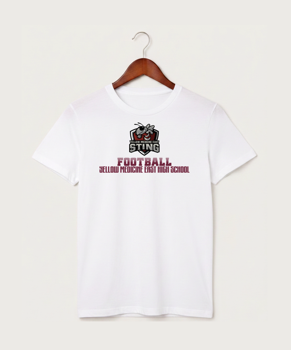 Yellow Medicine East High School Football (Boys) - White T-Shirt - Full Front