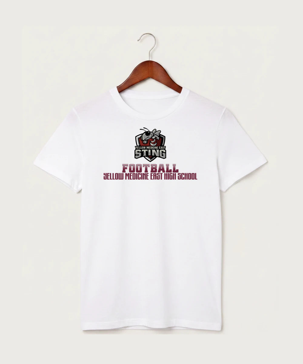 Yellow Medicine East High School Football (Boys) - White T-Shirt - Full Front