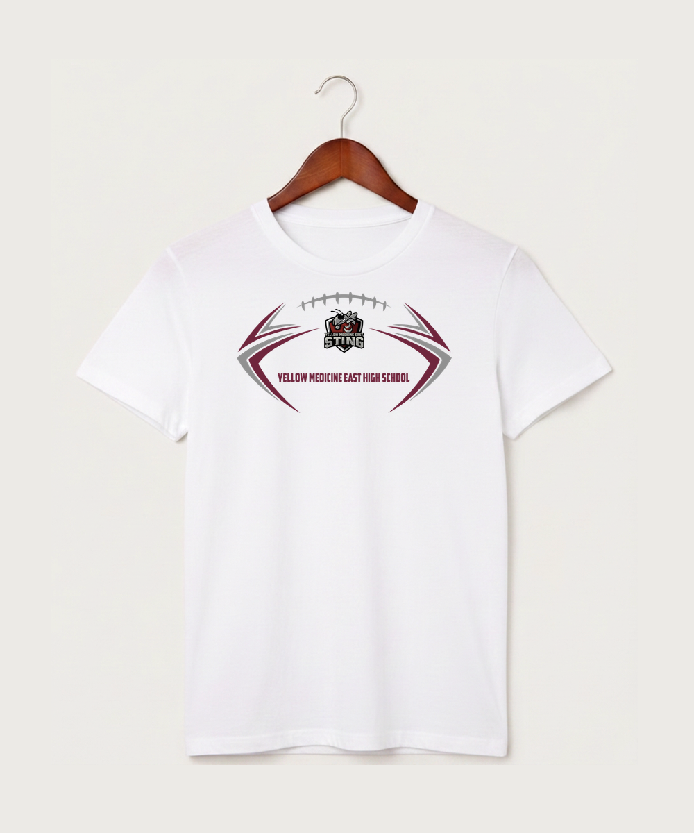 Yellow Medicine East High School Football (Boys) - White T-Shirt - Full Front