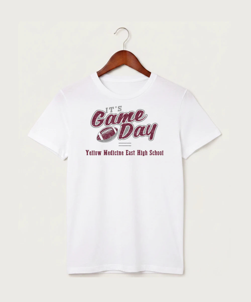 Yellow Medicine East High School Football (Boys) - White T-Shirt - Full Front