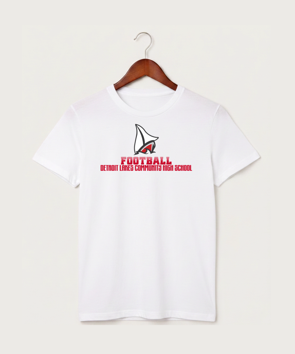 Detroit Lakes Community High School Football (Boys) - White T-Shirt - Full Front