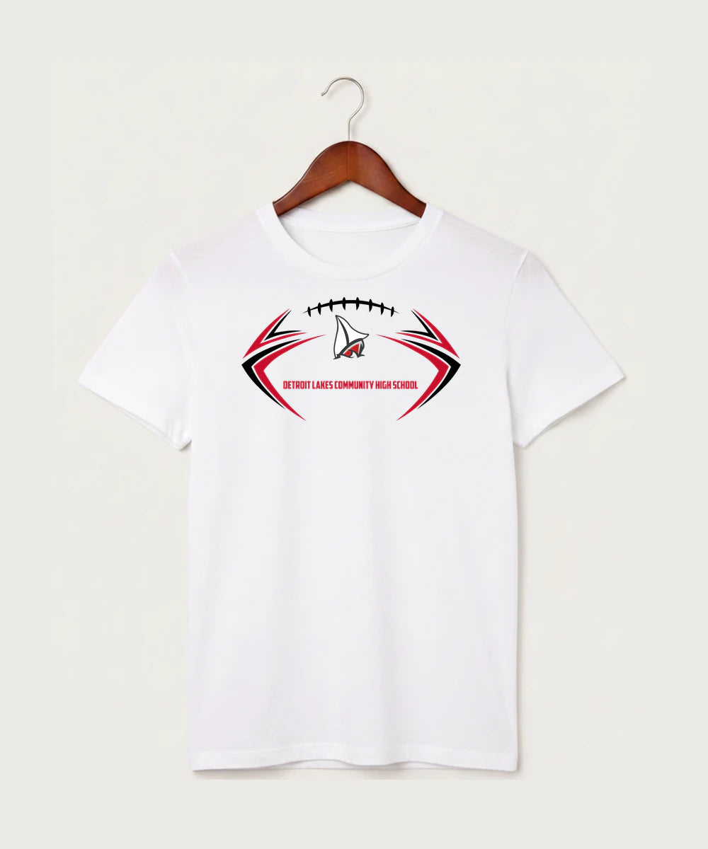 Detroit Lakes Community High School Football (Boys) - White T-Shirt - Full Front