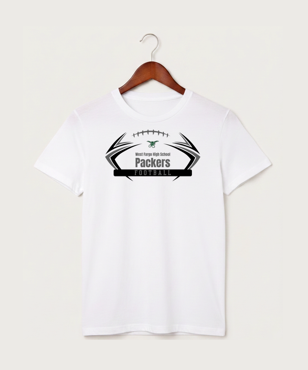 West Fargo High School Football (Boys) - White T-Shirt - Full Front