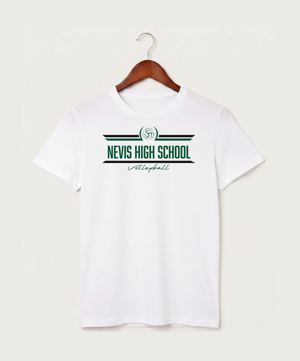 Nevis High School Volleyball (Girls) - White T-Shirt - Full Front
