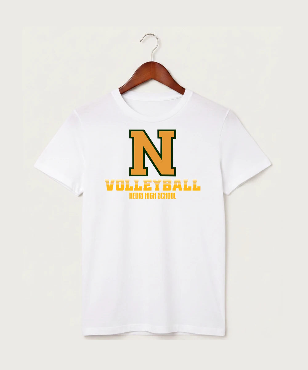 Nevis High School Volleyball (Girls) - White T-Shirt - Full Front