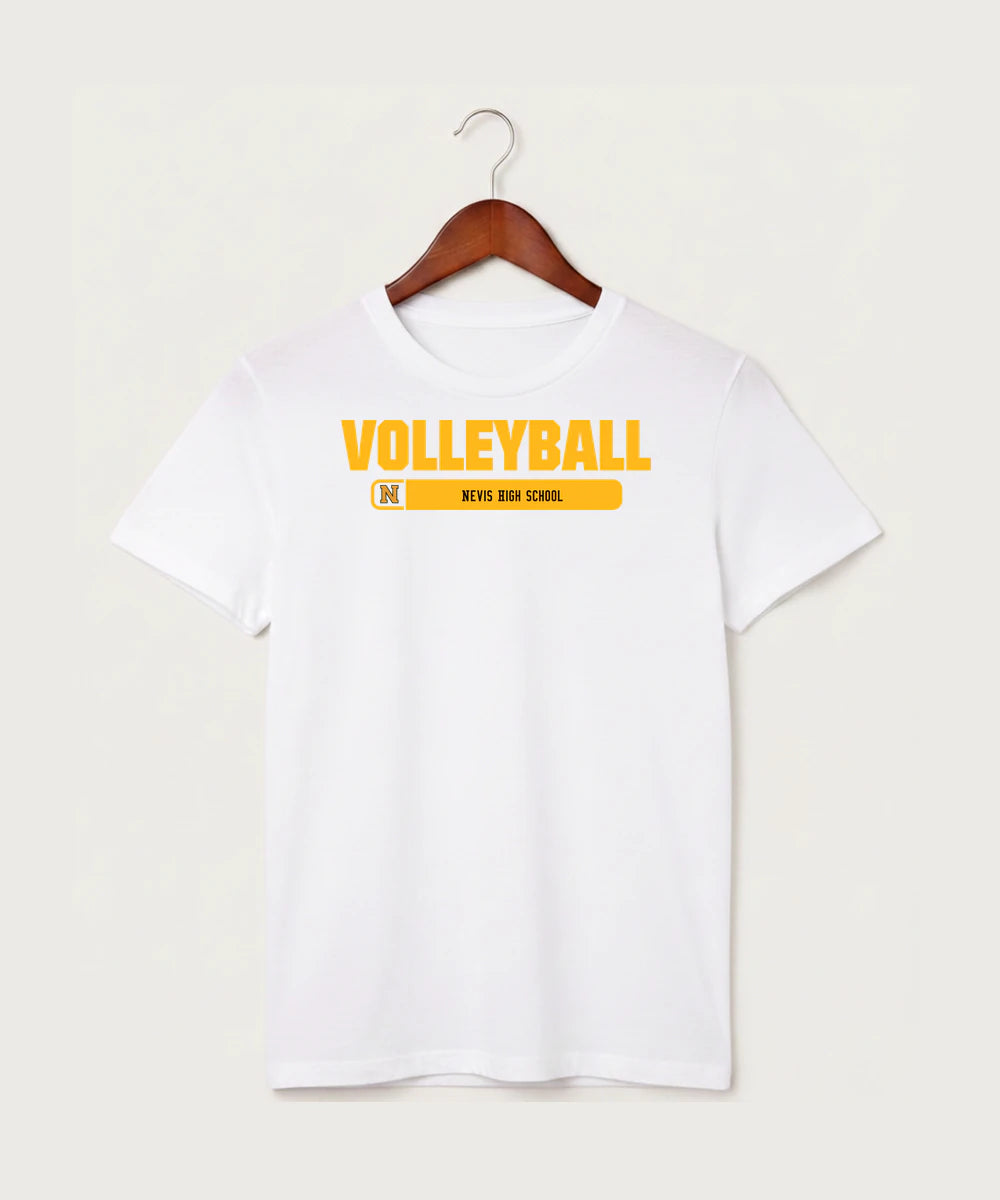 Nevis High School Volleyball (Girls) - White T-Shirt - Full Front
