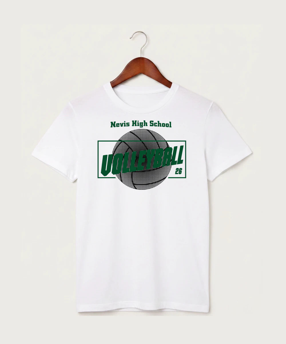 Nevis High School Volleyball (Girls) - White T-Shirt - Full Front