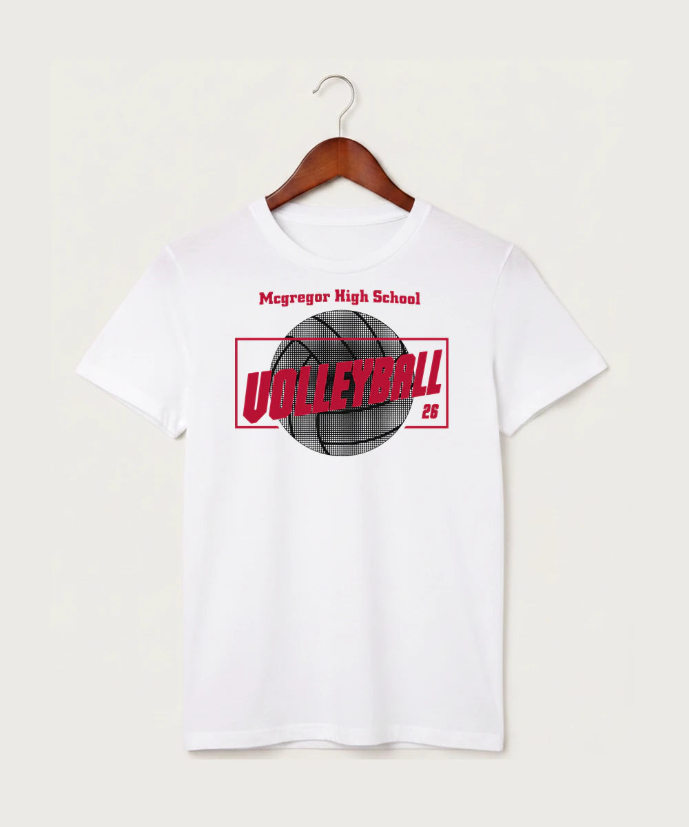 Mcgregor High School Volleyball (Girls) - White T-Shirt - Full Front