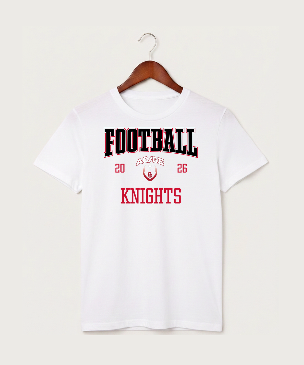 Alden-Conger-Glenville Emmons High School Football (Boys) - White T-Shirt - Full Front