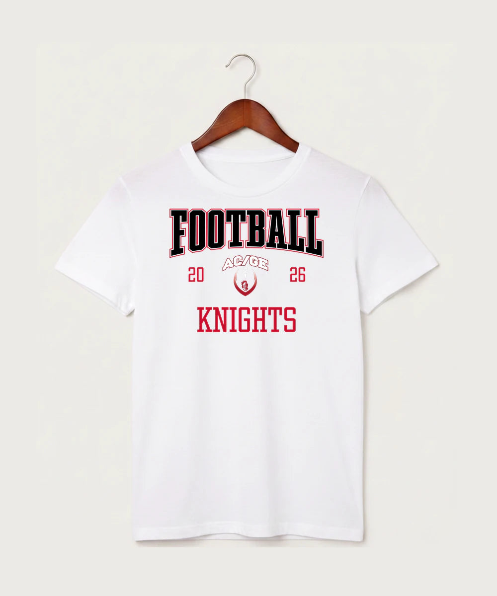 Alden-Conger-Glenville Emmons High School Football (Boys) - White T-Shirt - Full Front