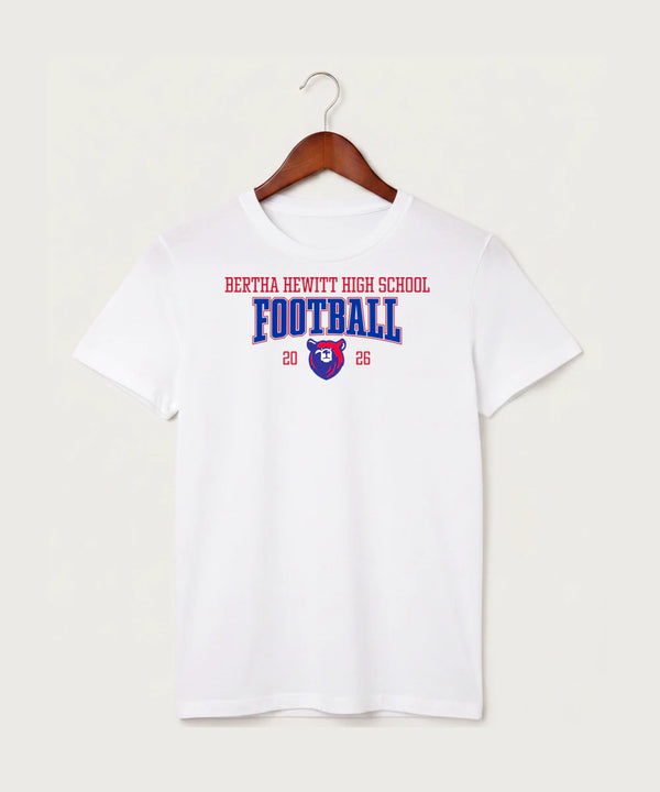 Bertha Hewitt High School Football (Boys) - White T-Shirt - Full Front