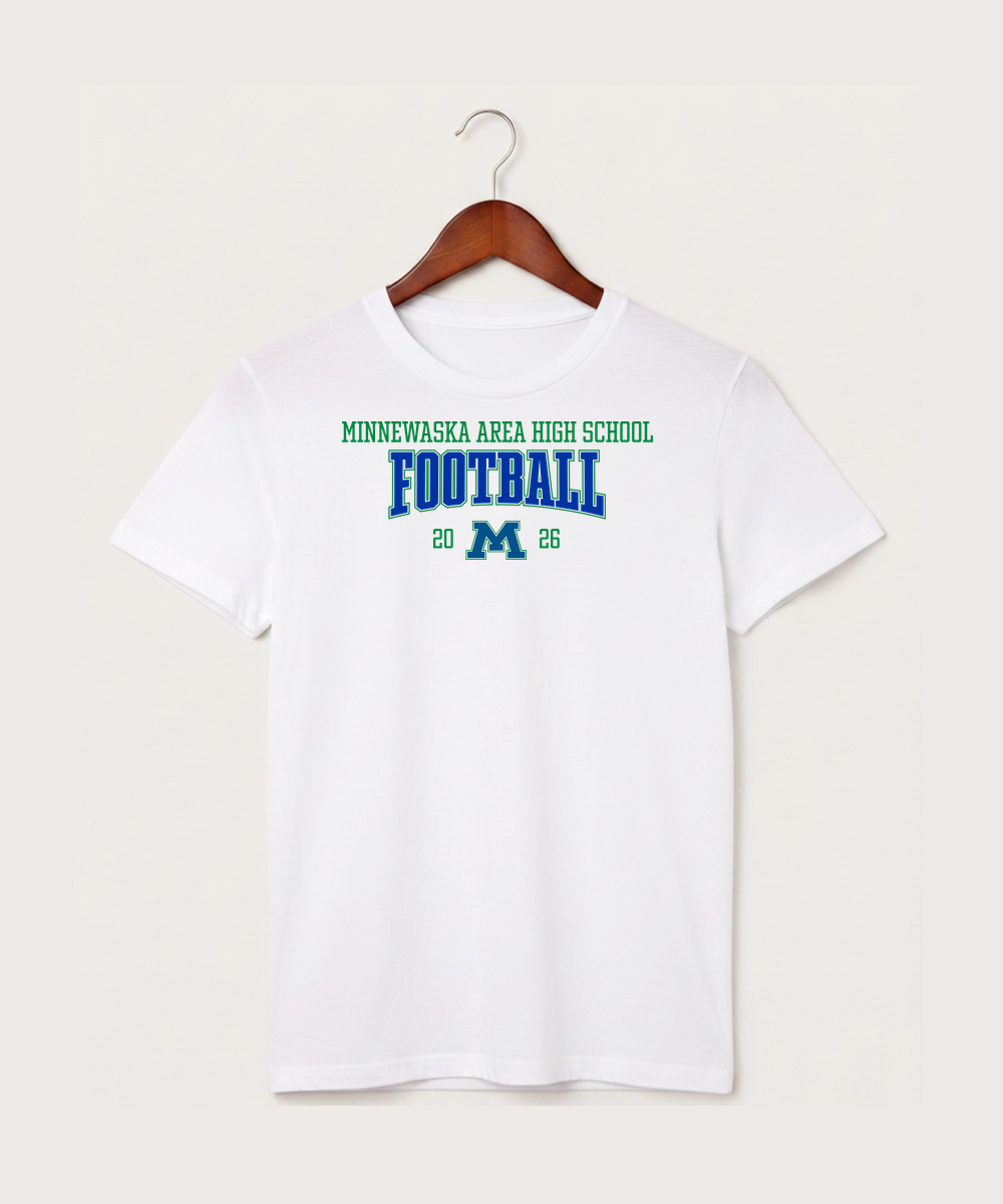 Minnewaska Area High School Football (Boys) - White T-Shirt - Full Front