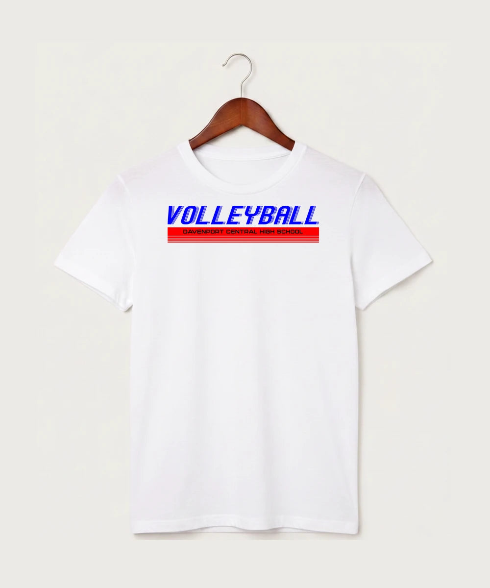 Davenport Central High School Volleyball (Girls) - White T-Shirt - Full Front