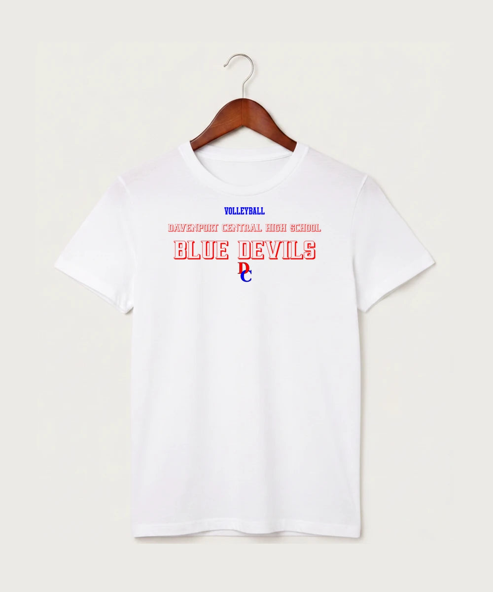 Davenport Central High School Volleyball (Girls) - White T-Shirt - Full Front