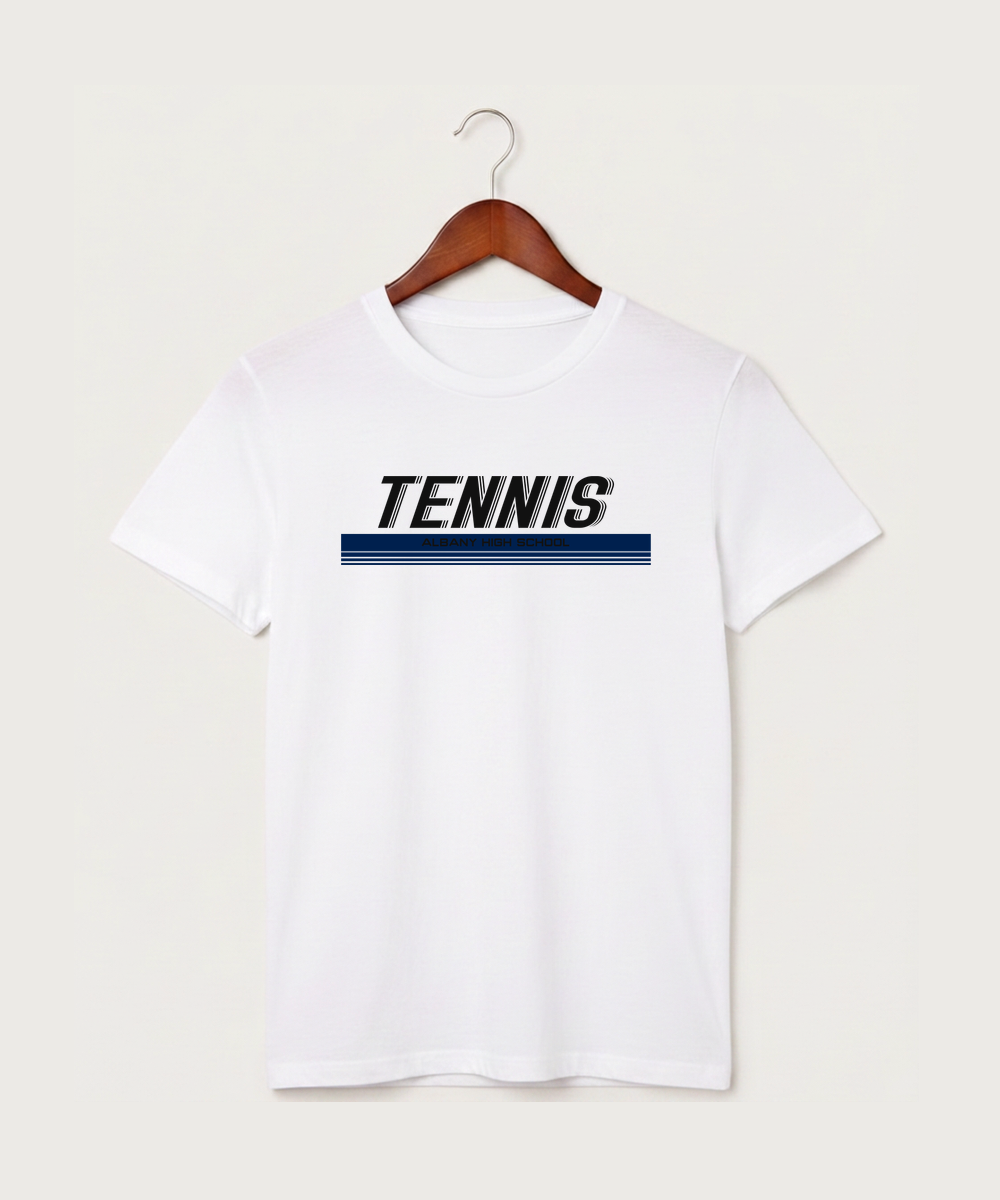 Albany High School Tennis (Boys) - White T-Shirt - Full Front