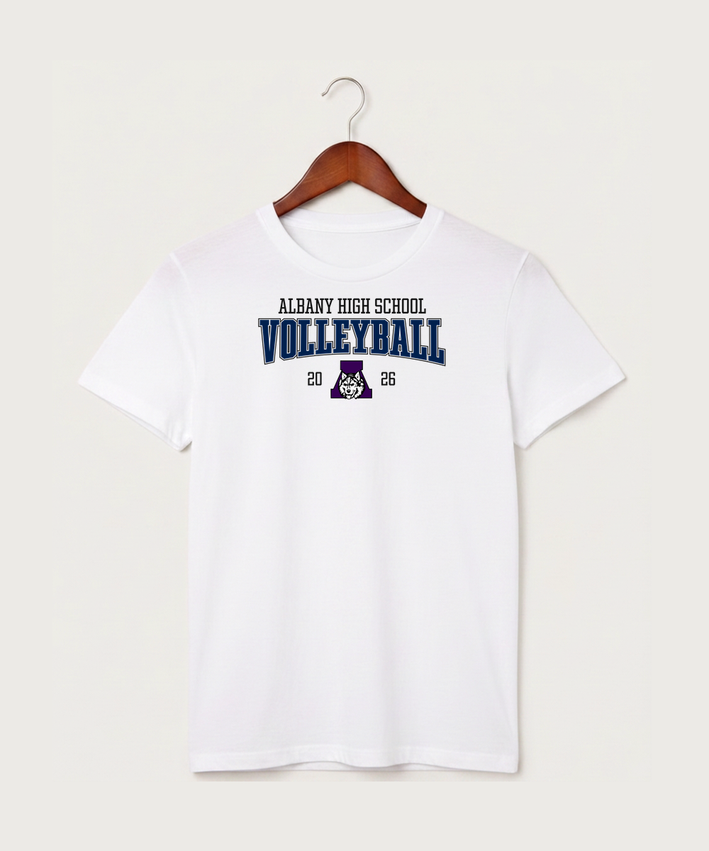 Albany High School Volleyball (Girls) - White T-Shirt - Full Front