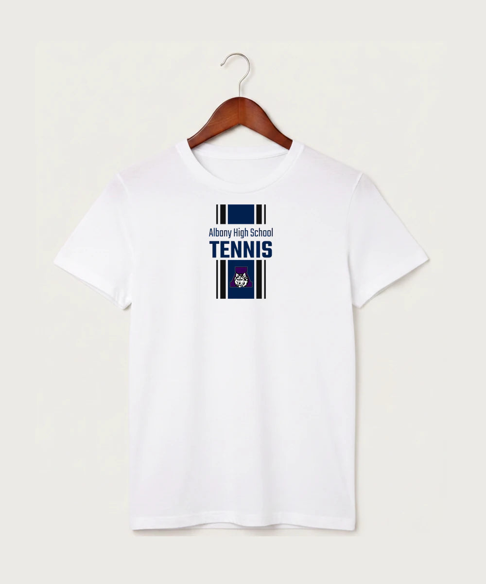 Albany High School Tennis (Boys) - White T-Shirt - Full Front