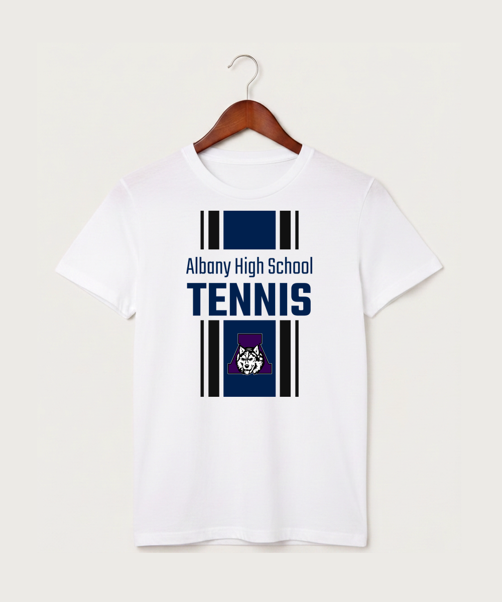 Albany High School Tennis (Boys) - White T-Shirt - Full Front