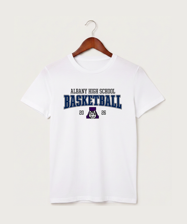 Albany High School Basketball (Boys) - White T-Shirt - Full Front