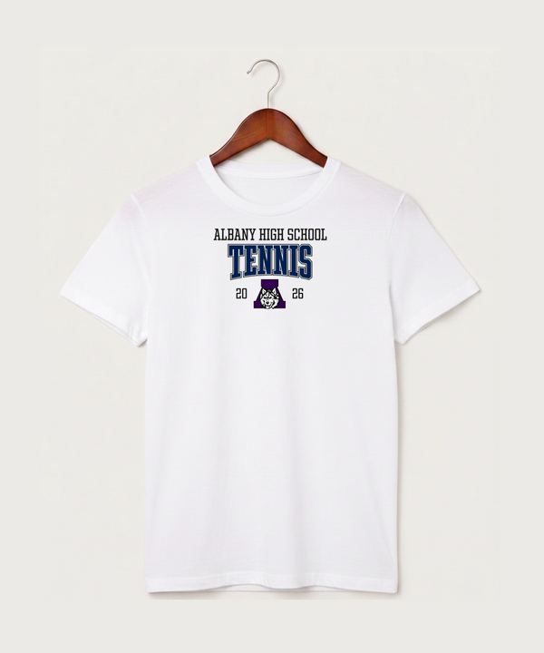 Albany High School Tennis (Boys) - White T-Shirt - Full Front