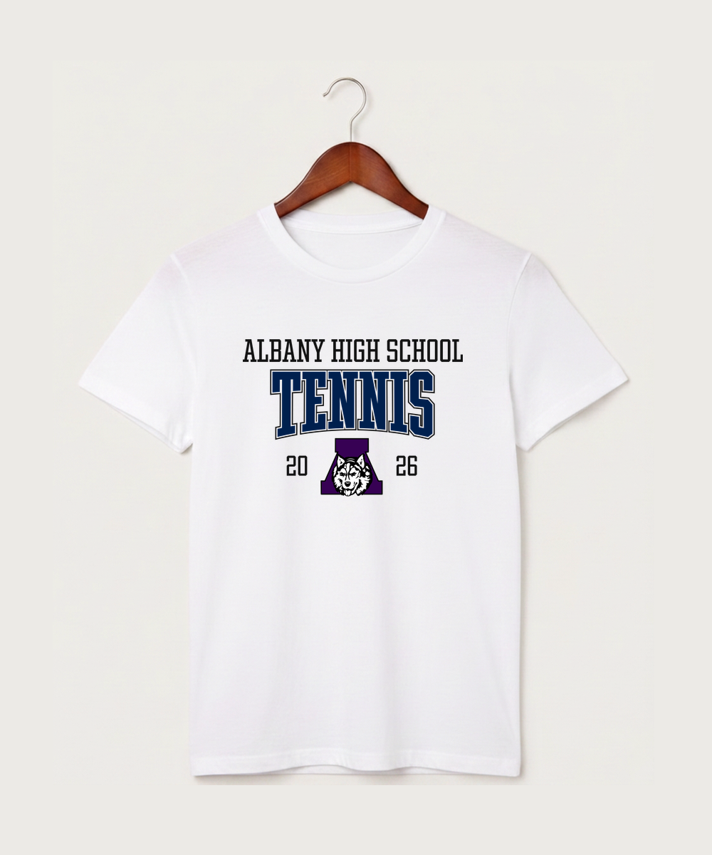 Albany High School Tennis (Boys) - White T-Shirt - Full Front