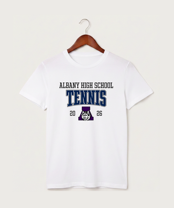 Albany High School Tennis (Boys) - White T-Shirt - Full Front