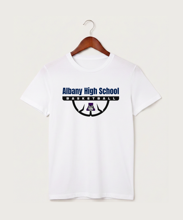Albany High School Basketball (Boys) - White T-Shirt - Full Front