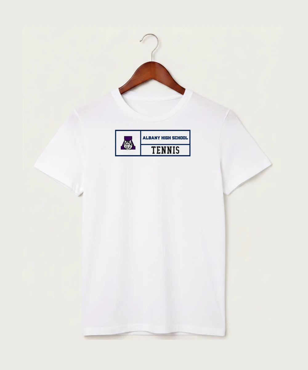Albany High School Tennis (Boys) - White T-Shirt - Full Front