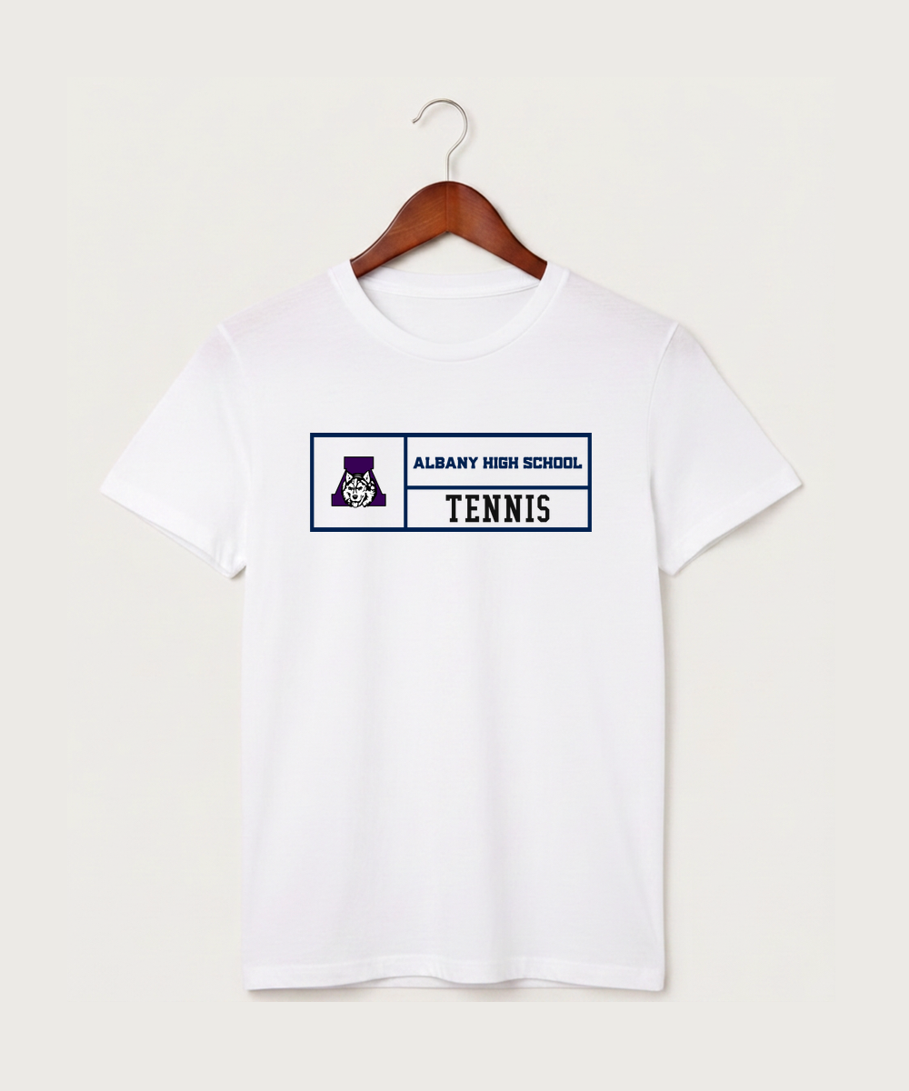 Albany High School Tennis (Boys) - White T-Shirt - Full Front