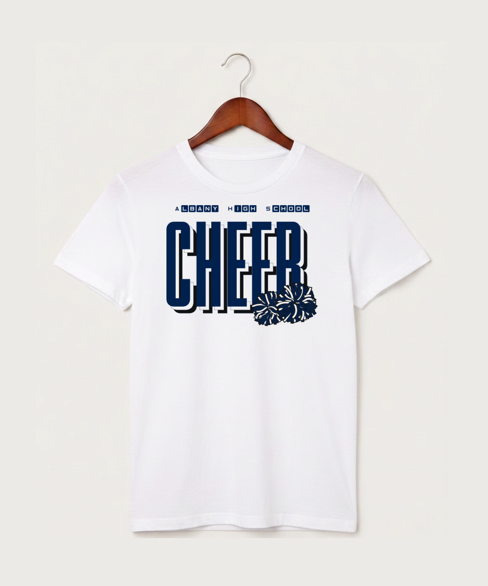 Albany High School Cheerleading - White T-Shirt - Full Front